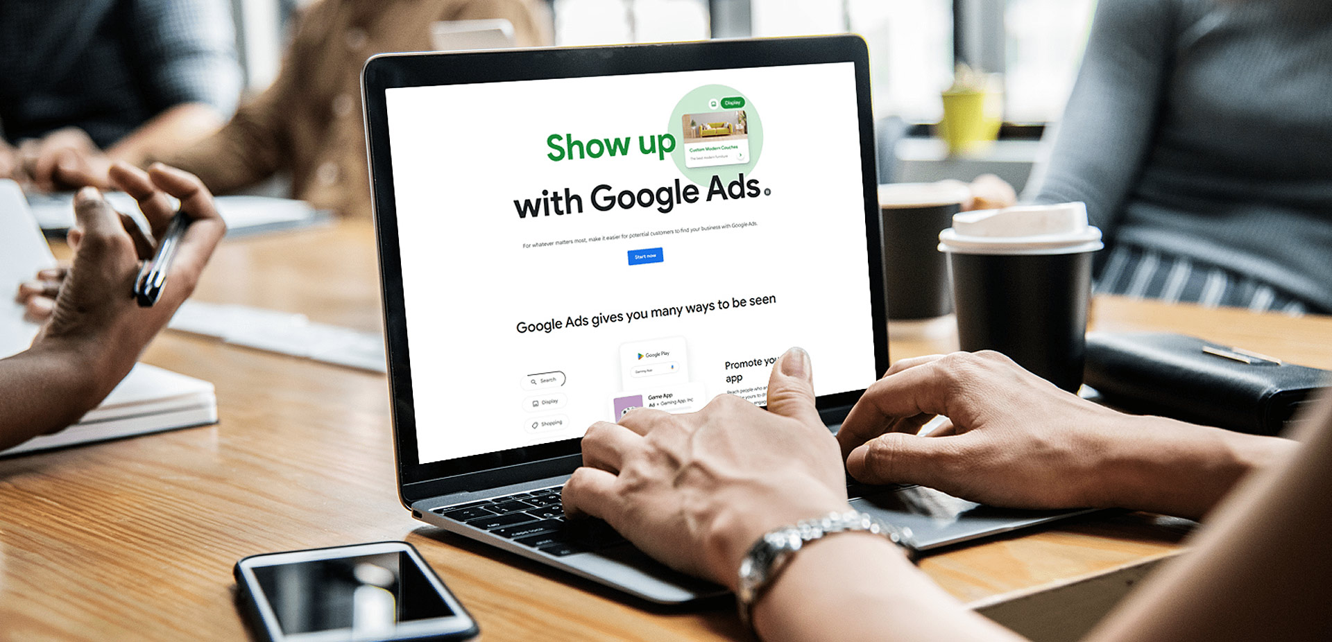 Computer screen with Google Ads